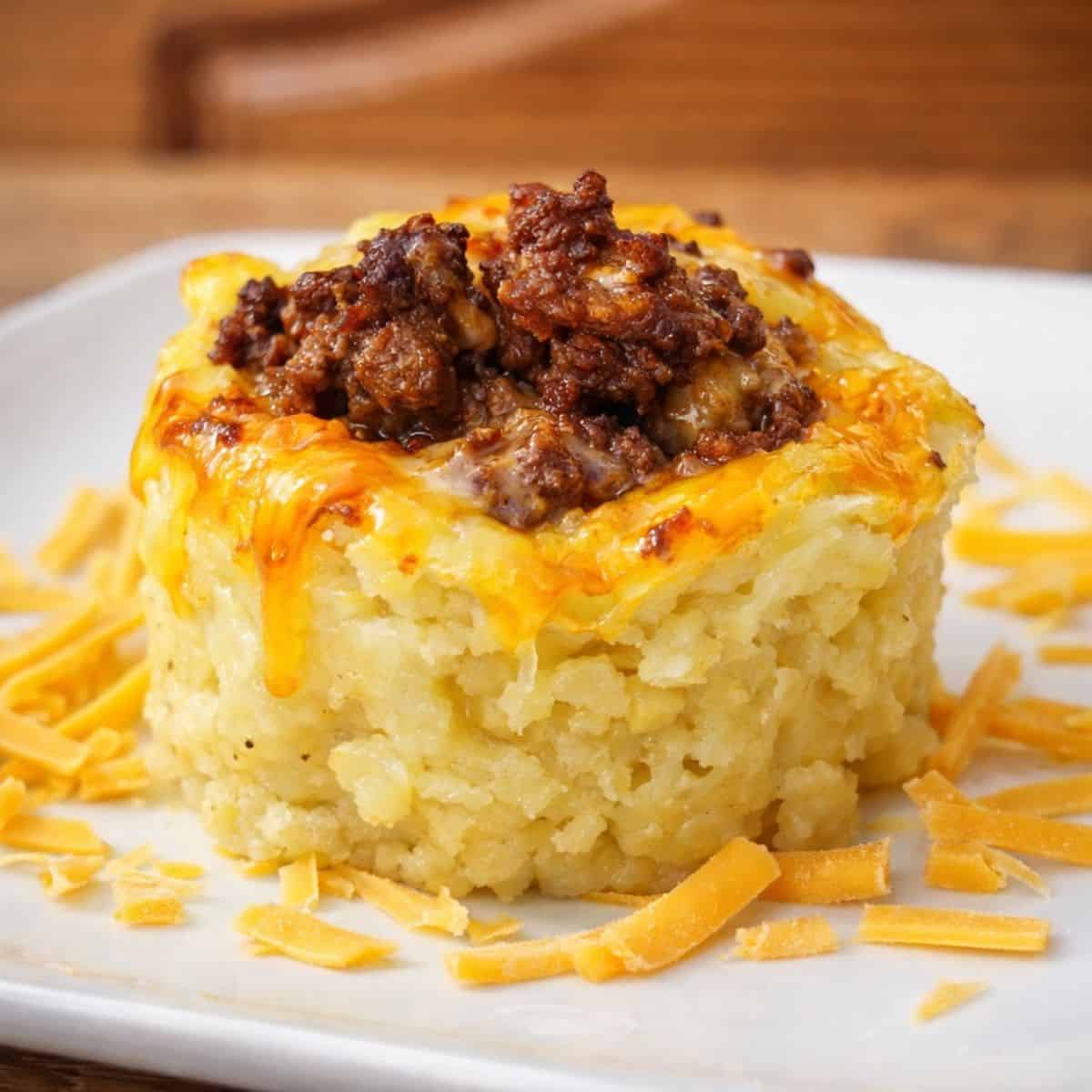 A Cheesy beef taco potato muffin