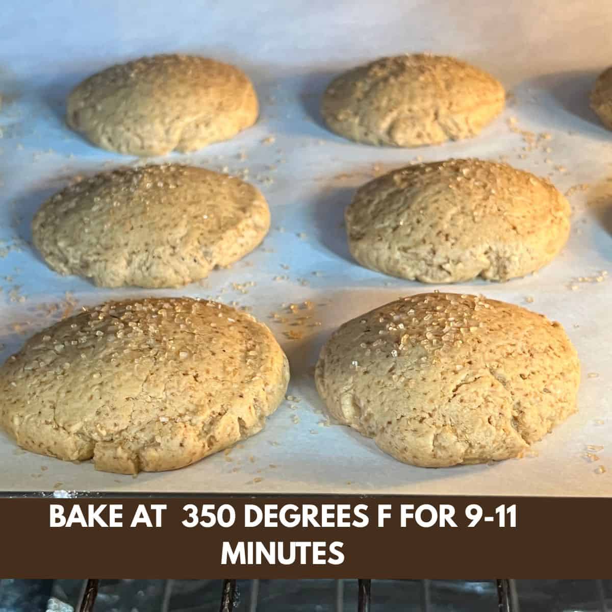 Healthy coconut sugar cookies baking in an oven