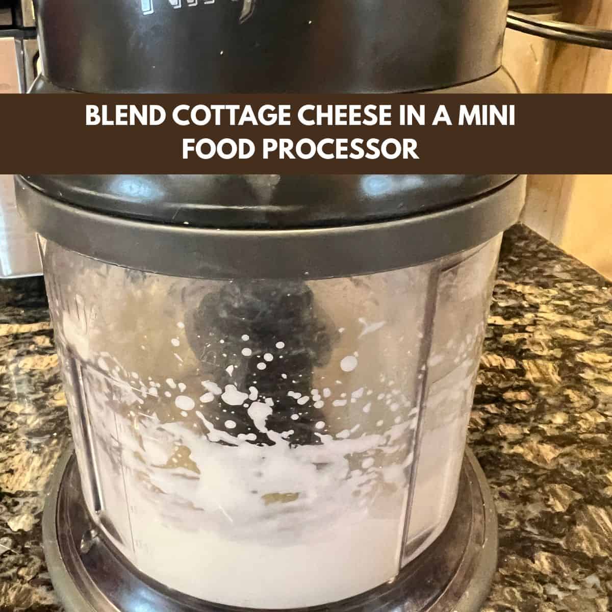 Blending cottage cheese in a mini food processor