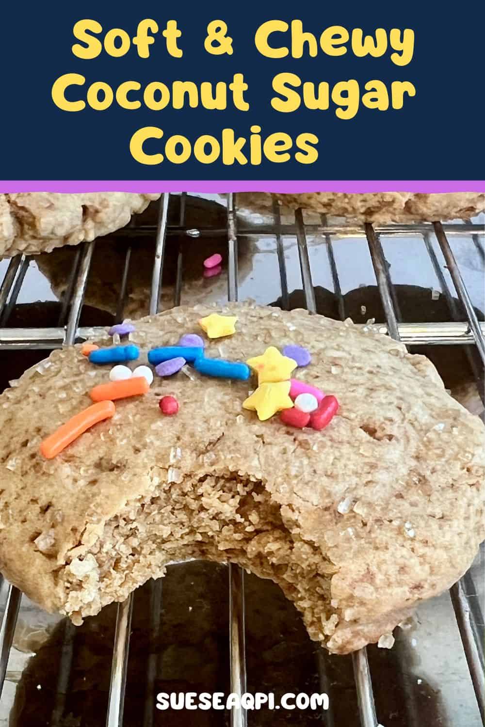 Coconut sugar cookie with a bite taken out of it