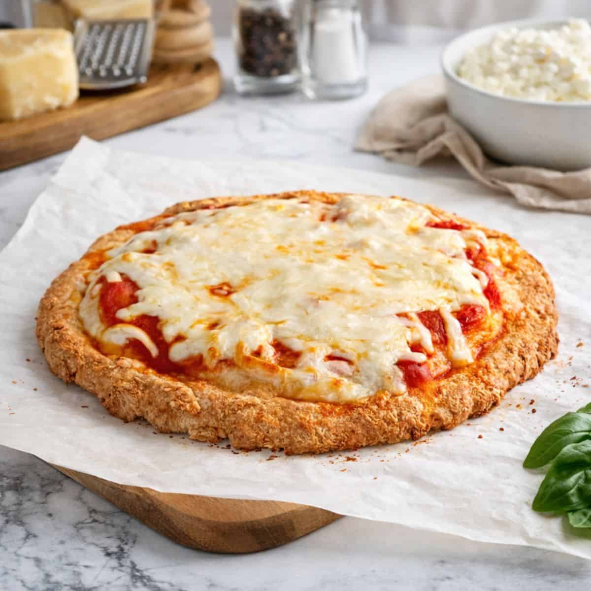 3 Ingredient Cottage cheese pizza crust pizza