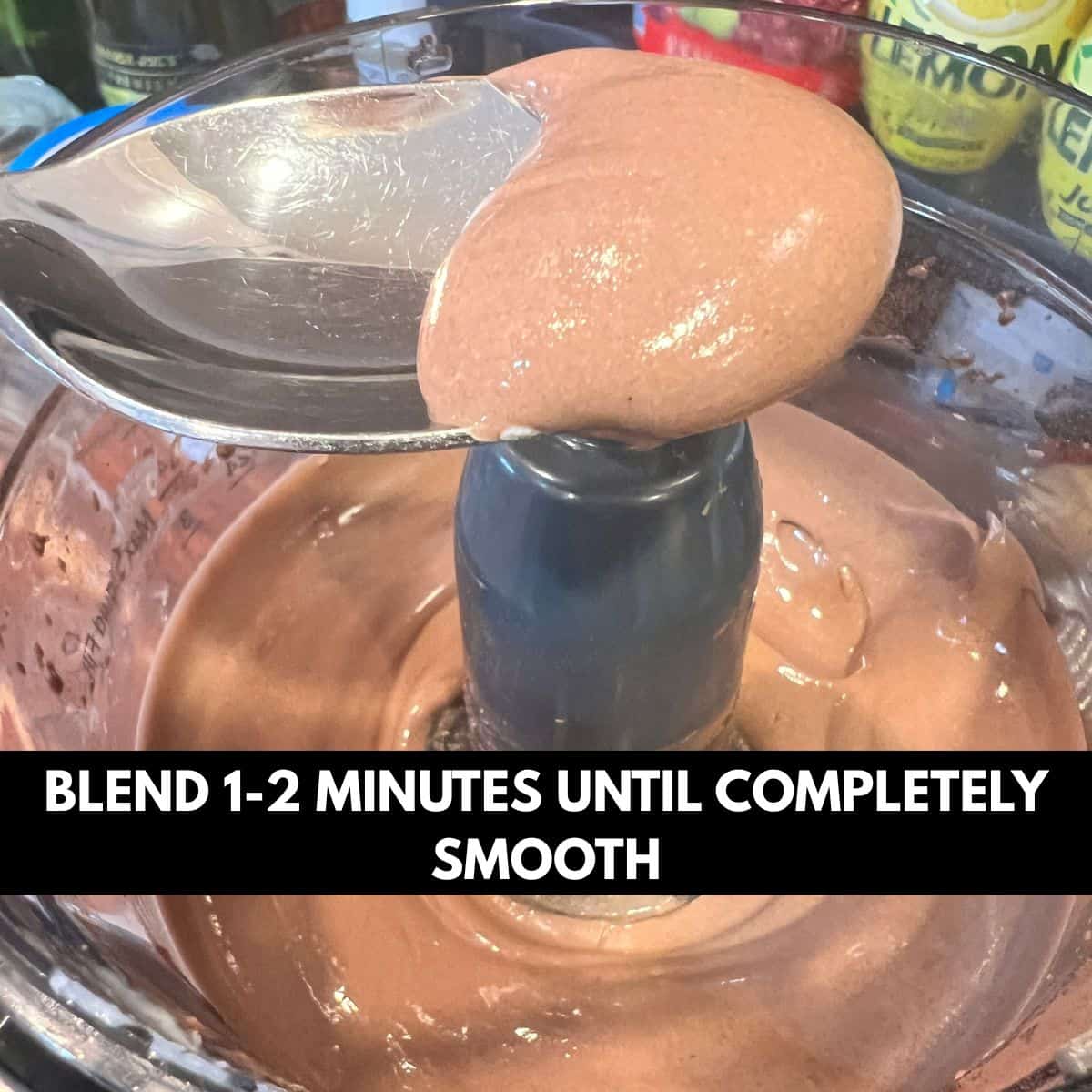 3 Ingredient chocolate cottage cheese mousse on a spoon