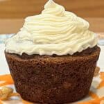 5 Ingredient High Protein Carrot Cake Muffin with Cream Cheese Frosting