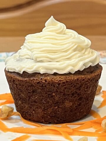 5 Ingredient High Protein Carrot Cake Muffin with Cream Cheese Frosting