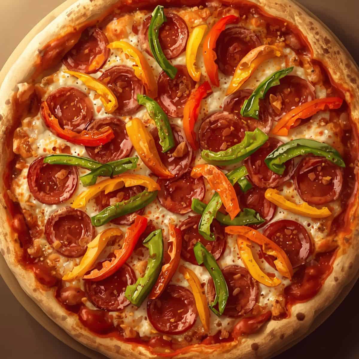 Cottage cheese pizza crust with cheese and sliced peppers