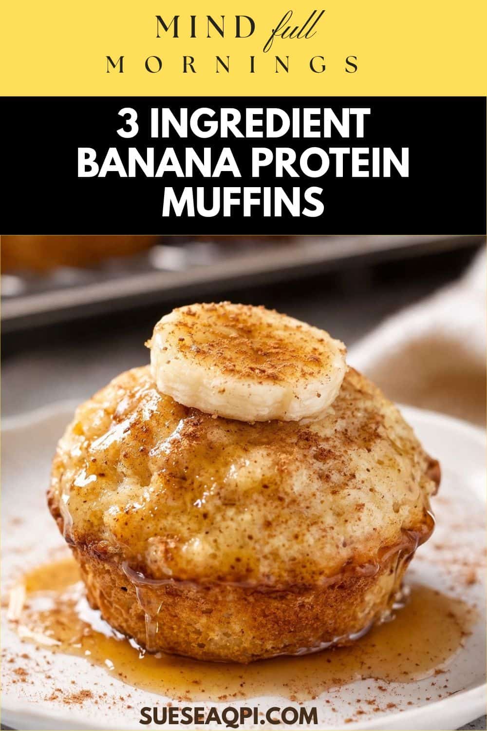 3 ingredient banana cottage cheese protein muffins with maple syrup and cinnamon, easy healthy breakfast recipe