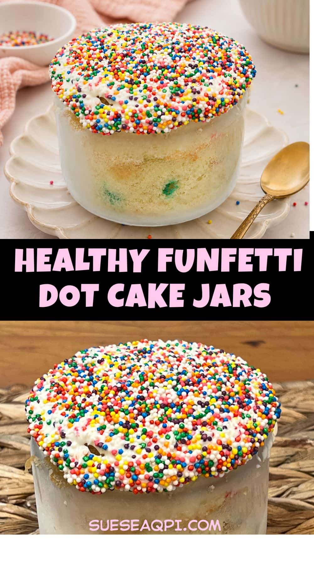 Close-up images of colorful Dot Cakes topped with chewy Dot candies, showing the soft cake texture and vibrant candy topping on a dessert plate.