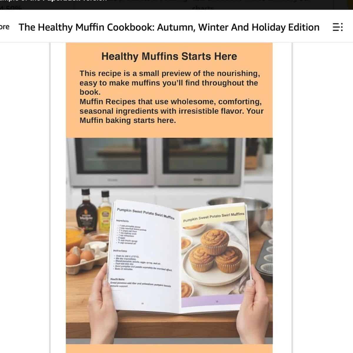A page in the heathy muffin cookbook holiday edition
